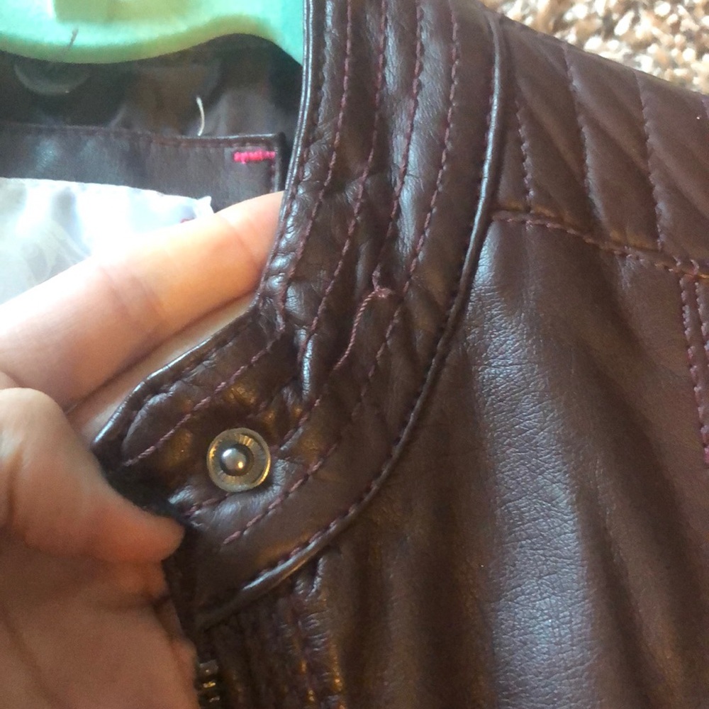 Brown Faux Leather Jacket - Picture 7 of 7